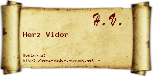 Herz Vidor névjegykártya